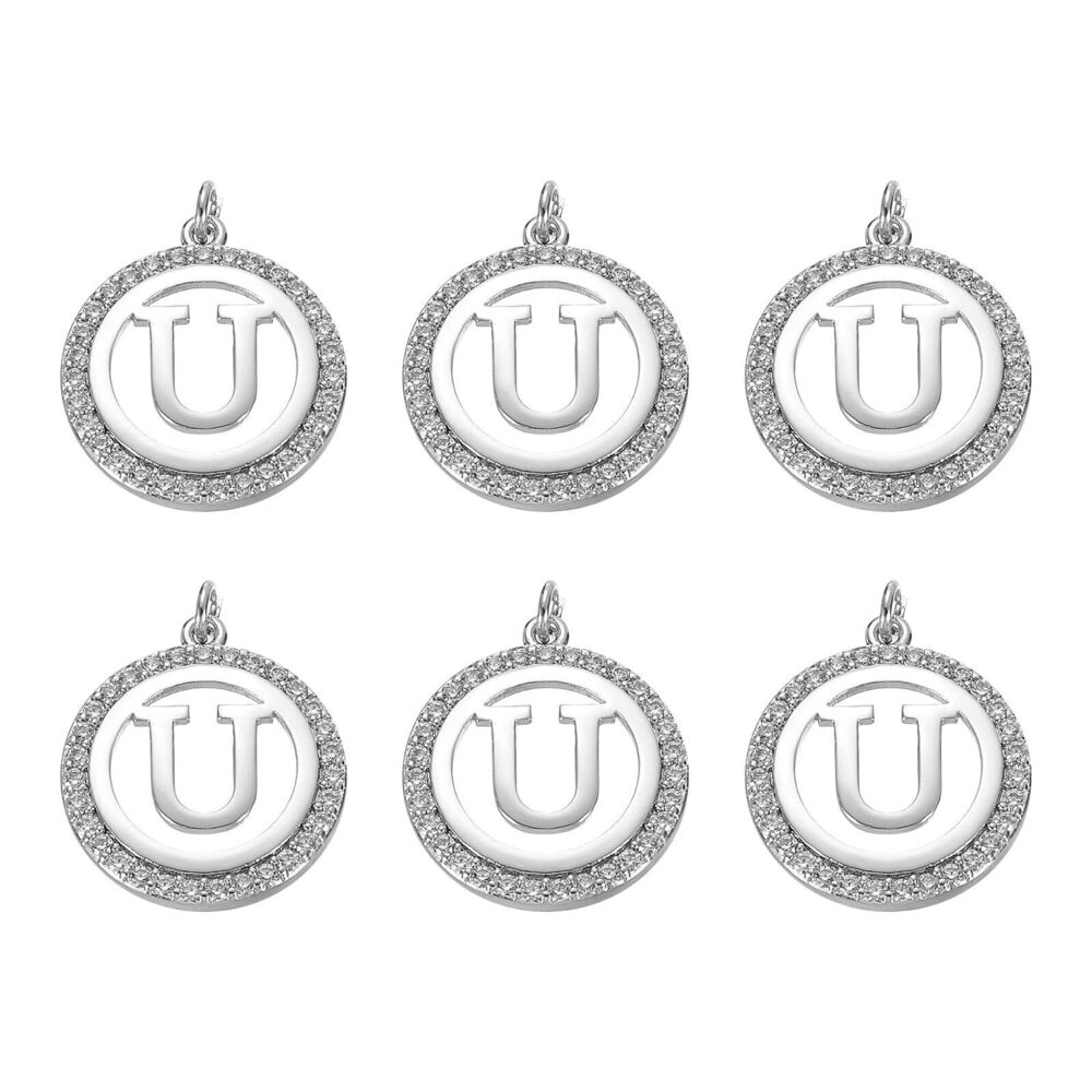 3336 6 Pcs Letter Charm Bulk Initial Charm Round Alphabet Charm Pendant